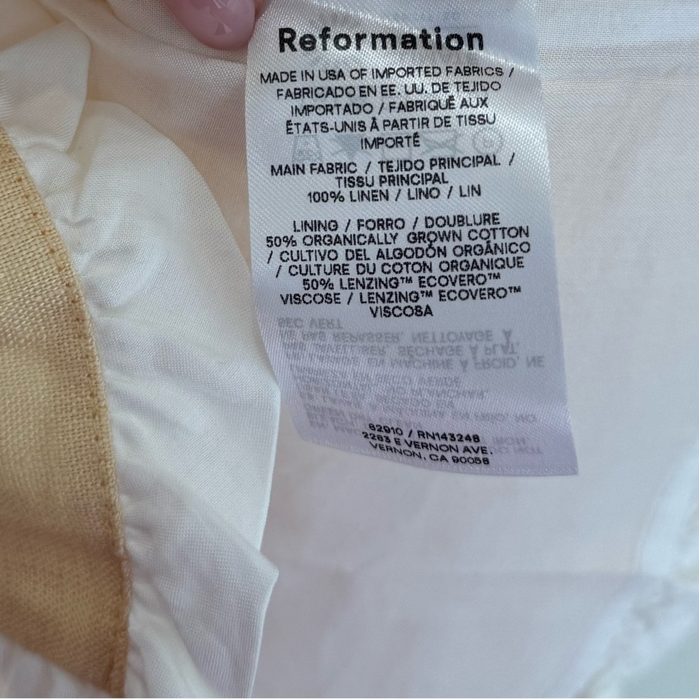NWT REFORMATION BRESLYN LINEN DRESS-PARMESAN- XS - Picture 6 of 8